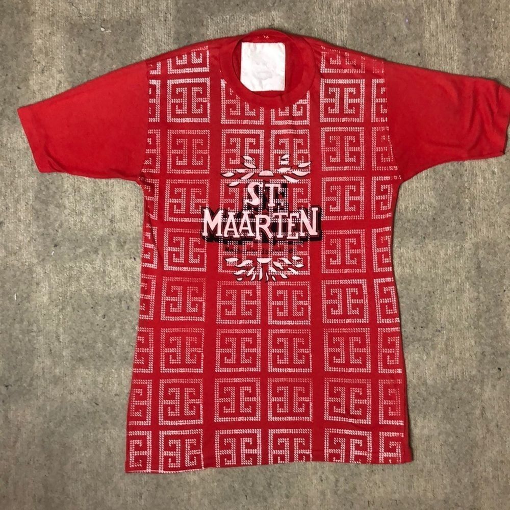 2000’s Rolland Berri Create vintage St. Maarten tee w screenprinted overlay | M